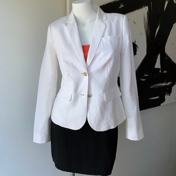 _ Banana Republic Vintage White Linen Tailored Suit Blazer - size 6 - Picture 6 of 12